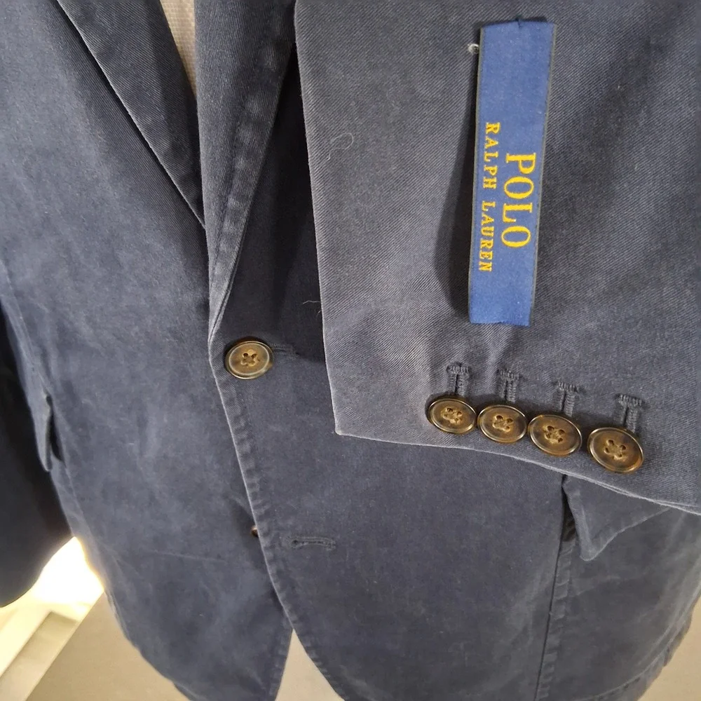 Polo Ralph Lauren Blazer XXL 46R Blue Unstructured Cotton Sport Coat Double Vent
